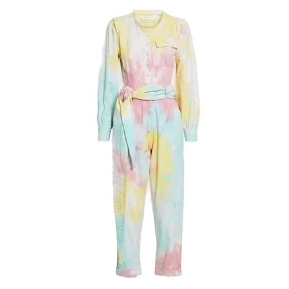 LOVESHACKFANCY Paca Rainbow Jumpsuit Radial Pastel Tie Dye New With Tags Size 4 - Picture 15 of 15
